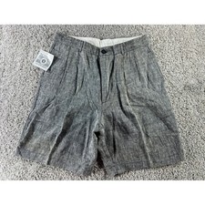 Vintage Nine Twenty East Mens Grey 100% Linen Pleated Shorts Size 34 NWT picture