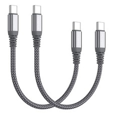 Short USB C Cable(0.5ft 2-Pack),USB Type C Charger Nylon 0.5 feet, Grey picture