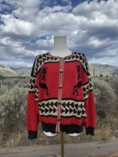 Vintage Southwestern Kokopelli Geometric Button Sweater Knit Hand Loomed Conchos picture