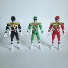 Mighty Morphin Power Rangers Dragon Shield 3 Pack 8 Inch Figures Red Green Black picture