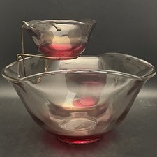 Indiana Glass Modern Tri-Top Ruby Red Flashed Glass Chip & Dip Made in USA 7.5