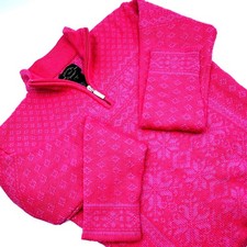 Vintage Obermeyer Mimi Sweater Womens L Pink Wool Alpine Chalet Retro Ski 90s picture