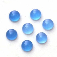 8MM TO 15MM NATURAL BLUE CHALCEDONY ROUND SHAPE FLAT BACK CABOCHON FOR JEWELRY picture