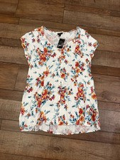 Torrid Women's Plus 1/1X White Floral Challis Corset Back Peplum Top NWT picture