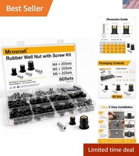 60PCS Neoprene Well Nuts Kit with Stainless Steel Screws, M4 M5 M6 | Rubber e... picture