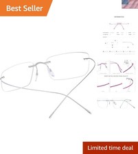 Square Rimless Titanium Eyeglasses with Clear Plastic Lenses - Durable & Stylish picture