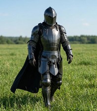 Barbuta Armor Set Black Medieval Knight Steel LARP Armor Renaissance Cosplay picture