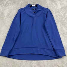 Athleta Wool Blend Pullover Sweater Women L Blue Cowl Neck Active Casual Outdoor picture