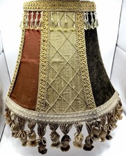 Vintage Victorian Style Fabric Bell Lamp Shade Panels Tassel Fringe picture