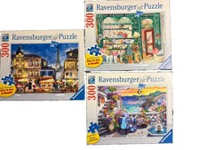 Ravensburger 300 Piece Puzzle Lot of 3 Lg Pc Pretty Paris Flower Shop Santorini picture