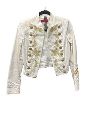 History Repeats Design By Michele Rossi Crop Military Jacket Gold Trim Italy picture