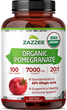 Zazzee USDA Organic Pomegranate 20:1 Extract, 7000bmg Strength, 50% Ellagic Acid picture