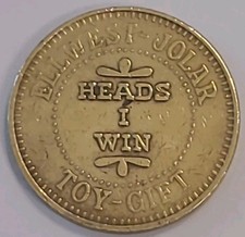 Vintage Ellwest Jolar Amusement Center Token- Heads I Win Tails I Lose Brass... picture