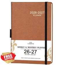 Lemome 2026-2027 Planner Brown Leather Academic Bookmarks picture