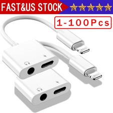 2in1 Dual Adapter 3.5mm Headphone & Charger For iPhone 14 13 12 11 XR 8 PLUS Lot picture