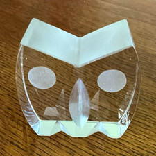 Vintage Pedro Ramirez Vazquez Crystal Owl Sculpture Paperweight Art Glass Mexico picture
