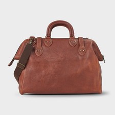 Duluth Lifetime Leather AWOL Bag Full Grain Cowhide Military Travel Brown picture
