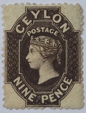 Ceylon 1863 Stamps – NINE PENCE, QV 57 - MH picture