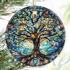 Colorful Ceramic Tree of Life Christmas Ornament - Holiday Decor & Gift Ideas picture