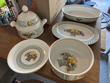 Villeroy &boch Ceramic Oval Platter Fruit Basket Pattern Green Lattice picture