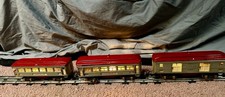 Orig Lionel Gray Red 602 Baggage 600 Pullman 601 3 Piece Pre-War Cars w Lights picture