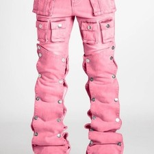 HTF Guapi French Rose Pink Custom Stacked Jeans - Size 30 picture