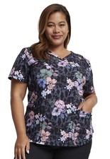 Dickies Dynamix Women Scrubs Top V-Neck Print DK731, Size:XL, Wild Tropic picture