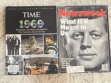 Lot of 2 Vintage Magazines Newsweek JFK What He Meant To Us & Time 1969 Special picture