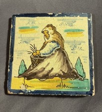 Early Antique Faience Tile possible 18th or 17th Century  picture