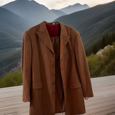 Vinci Men's Brown Pinstripe 2-Piece Suit Notch Lapel Size 40 Regular picture