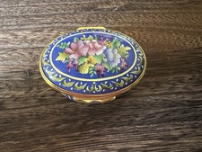 Halcyon Days Enamel Oval Blue Floral Trinket Box England picture