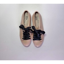 Melissa x Disney Mickey Minnie Pink Jelly Sneakers Black Ribbon Laces W Size 8 picture