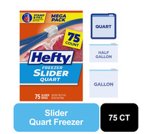 Hefty Slider Freezer Storage Bags, Quart Size, 75 Count picture