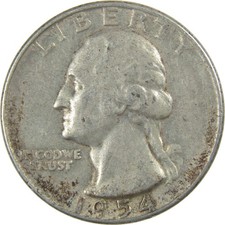 1954 S Washington Silver Quarter Circulated 25c Coin Collectible picture