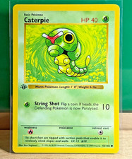 1st Edition CATERPIE 045/102 Vintage 1999 Pokémon Base Set Shadowless WOTC - NM picture