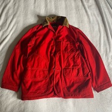 Vtg 1940s 50s American Field Hettrick Red Canvas Hunting Jacket Game Coat USA picture