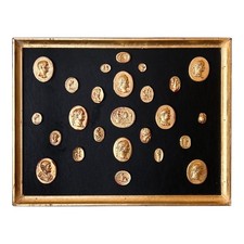 Grand Tour Neoclassical Gilded Collection of Classical Intaglio and Cameo on the picture