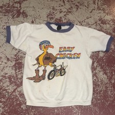Vintage 60s Easy Chicken Motorcycle USA Sweatshirt T Shirt Ringer Youth L Sears  picture