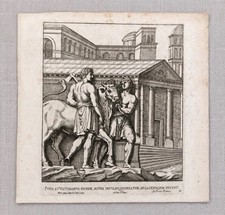 17thC  Copper Engraving 1677 Plate 11 Bull Pietro Santi Bartoli Roman Sacrifice picture