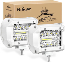 Nilight Marine LED Light Pods 2PCS 4‑Inch White | Waterproof Spot Flood Combo Li picture