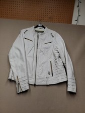 Harley-Davidson Womens White Leather American Motorcycle Jacket Size Approx L picture