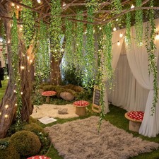 65 Pcs Enchanted Woodland Forest Decorations Photo Booth Props Green picture