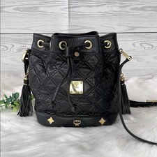 MCM Black Quilted Leather Bucket Bag picture