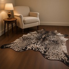 Speckled Brindle Cowhide Rug Hair On Authentic Leather Large Hide Approx 7x8 ft picture