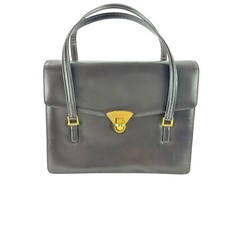 Vintage  Genuine SAKS FIFTH AVENUE Brown Leather Accordion Handbag Purse 60s picture