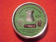 VINTAGE EARLY 50's GERMAN~ RWS DIABOLO .177 CALIBER PELLETS GREEN TIN ~ NOS FULL picture