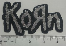 Korn Metallic Silver Logo Black Border Woven Patch picture