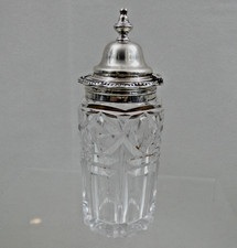 VERY FINE ANTIQUE BRITISH VICTORIAN STERLING SILVER / CRYSTAL MUSTARD POT 1859 picture