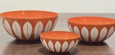 Vtg Cathrineholm Orange Lotus Nestng Bowl Set 3-Piece NOS Open Box MCM norway picture