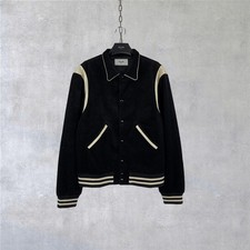 CELINE HOMME Satin Trimmed Cotton Corduroy Bomber Teddy Jacket Black Size 52 (L) picture